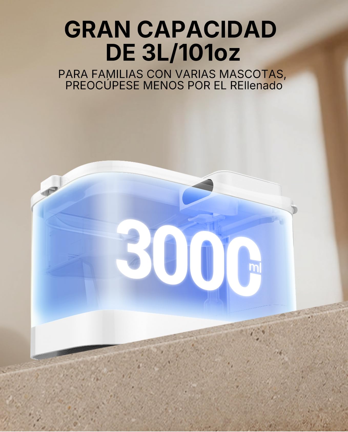 PETKIT EVERSWEET MAX 2 Fuente para Gatos sin Cable, Resistente al Calor, con Sensor de Movimiento, 5000mAh Batería Recargable, Control de App, 3L Bebedero Gatos Automático, Acero Inoxidable