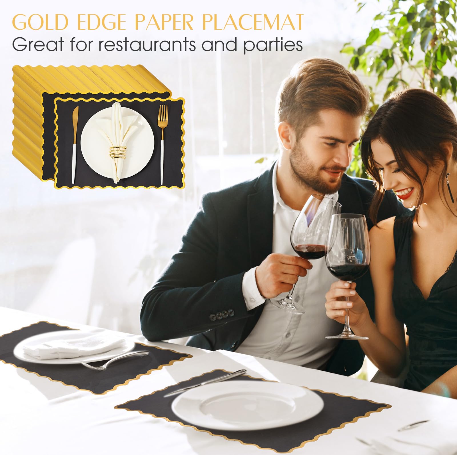 FoldTier 150 manteles individuales de papel de 10 x 14 pulgadas, manteles individuales de papel desechables con bordes festoneados para restaurante, hogar, catering, comedor, boda, fiesta, decoración