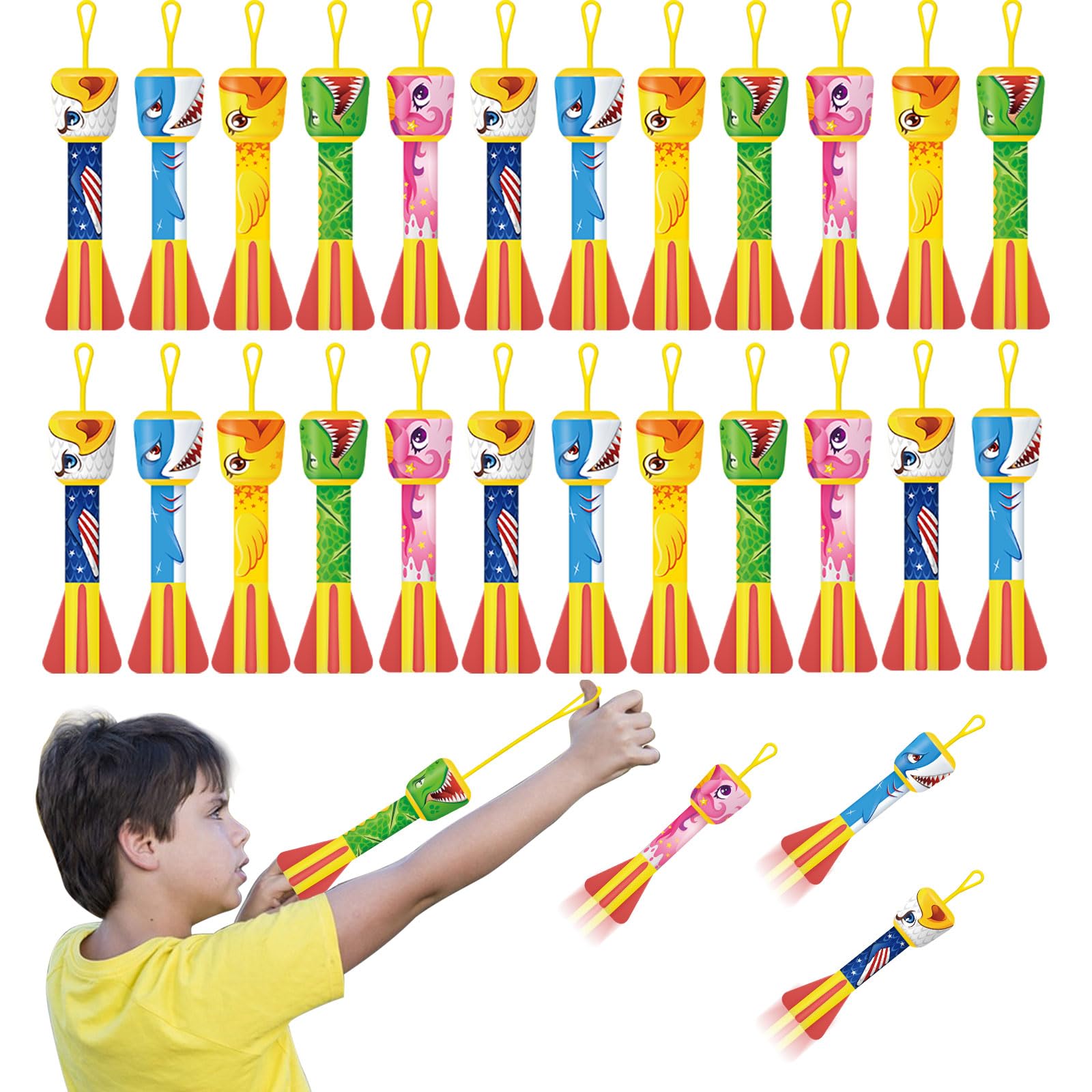 Slingshot Rocket Launcher for Kids, 24 Pack Finger Rocket Launchers Outdoor Indoor Toys, Easter Basket Stuffers Gifts Party Favor Toys for Kids Boys Ages 5 6 7 8