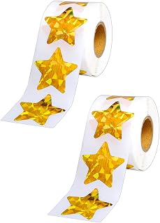 1000 Pieces Gold Star Stickers, Self Adhesive Star Stickers for Reward Chart Holographic Gold Star Stickers Glitter Sealing For Kids Reward Star Sticker for Children Teachers & Parents