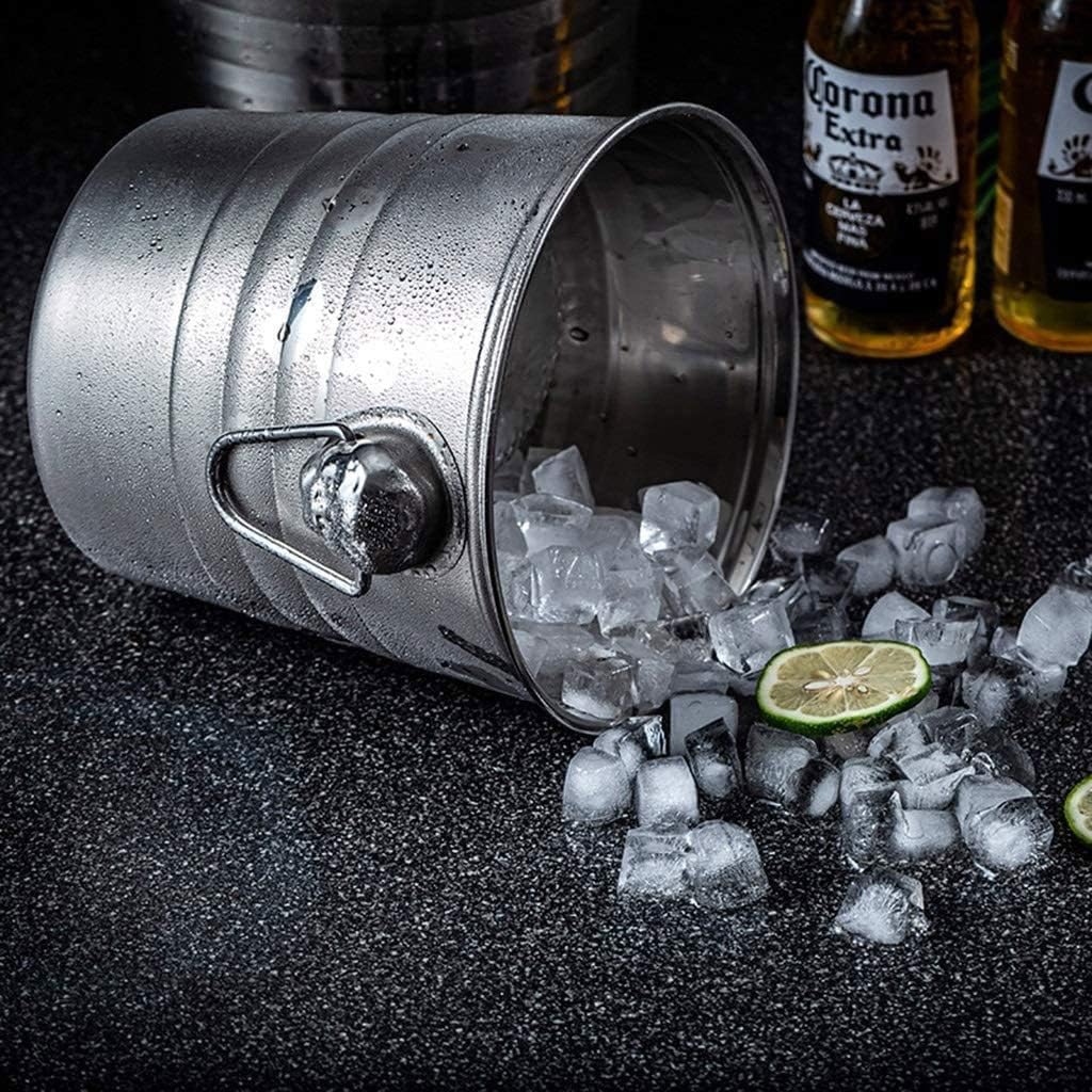 Cubitera Botella Vino Cubo de Hielo de Acero Inoxidable, Cubo de Acero Aislado, Cubo para champán, Asas de Transporte, Enfriador de Vino y Cerveza para refrigeradores de Fiestas