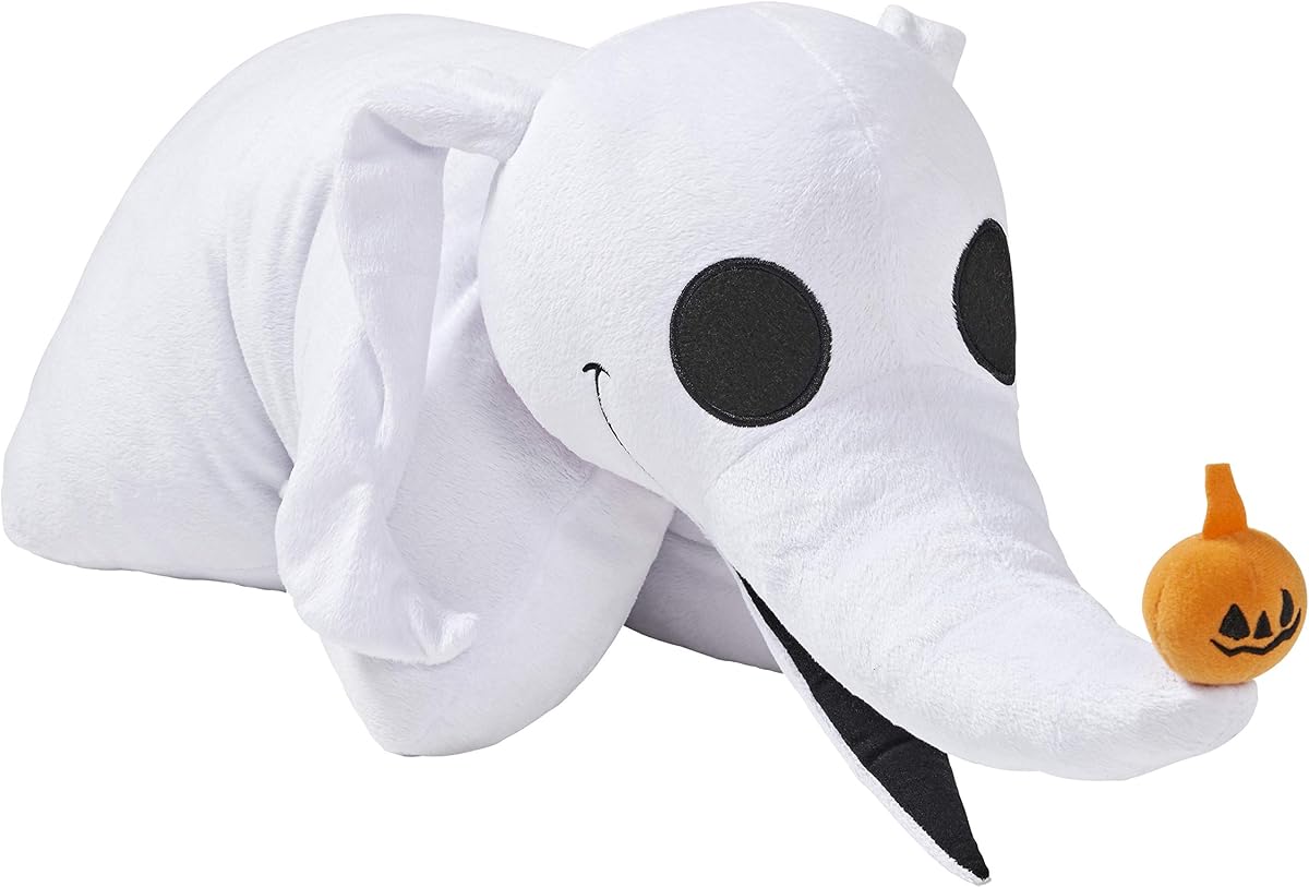 Pillow Pets Disney Nightmare Before Christmas Zero, juguete de peluche de 16" | Compañero súper suave, se desabrocha en un reconfortante cojín para abrazar