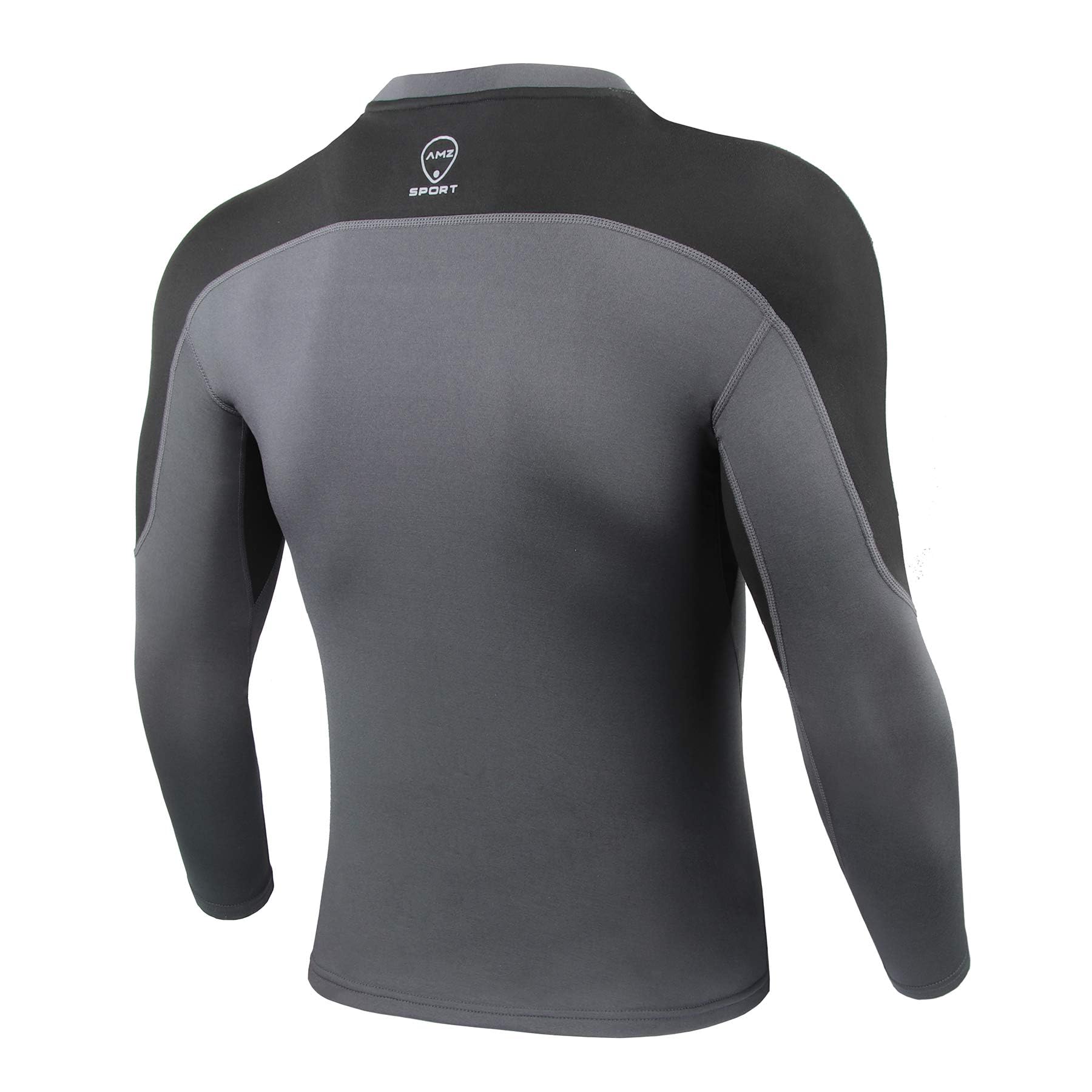 AMZSPORT Camicia a Compressione da Uomo, Maglietta a Maniche Lunghe Cool Dry Layer Fitness Top