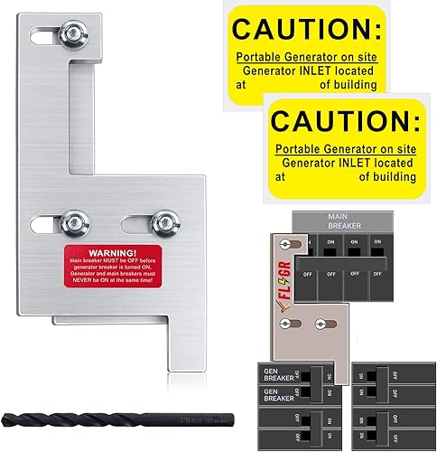 Kit de enclavamiento de generador compatible con paneles GE General Electeric Vertical Main150 o 200 amperios. Espacio de 2 1/4 pulgadas entre