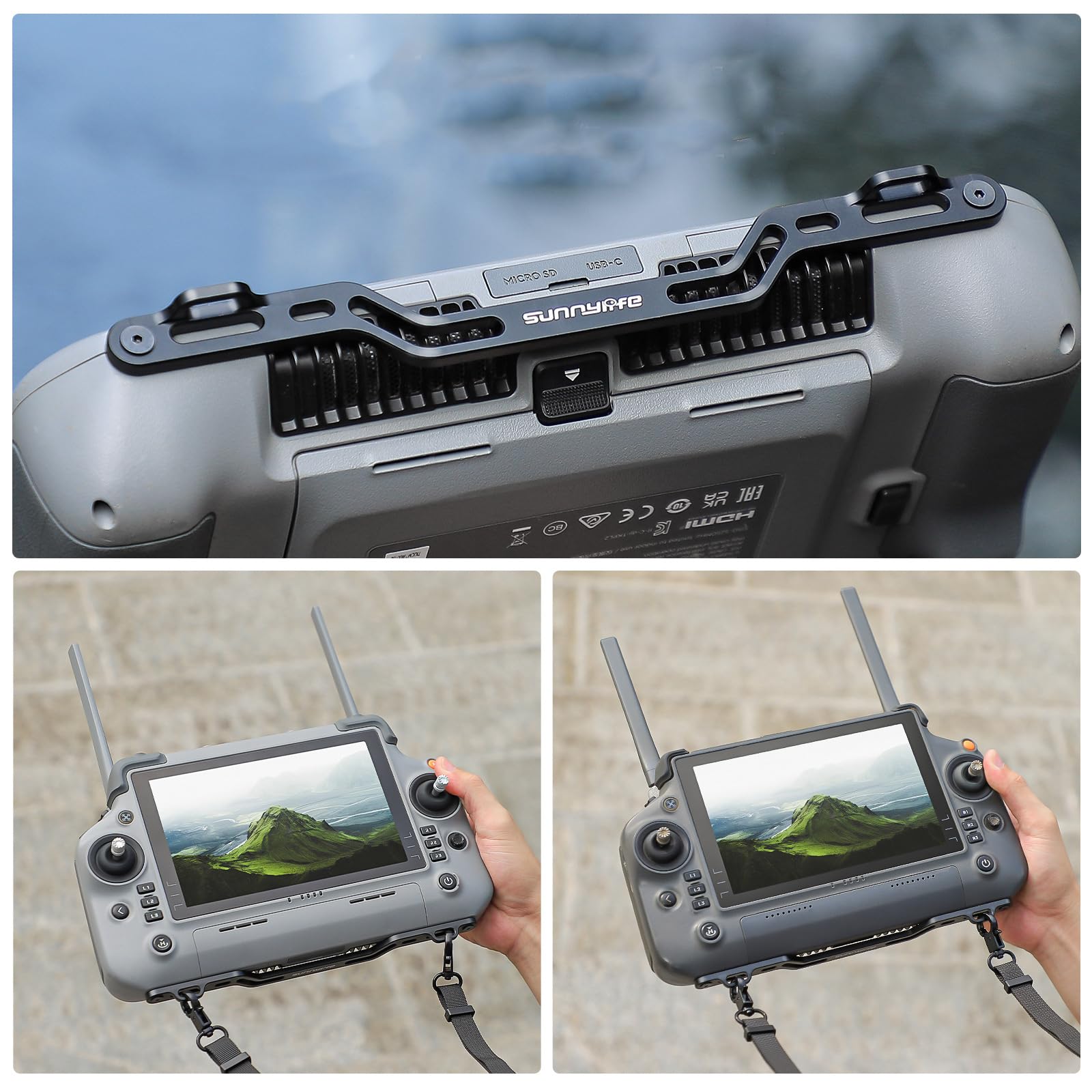 Gancio per cordino da collo per telecomando DJI RC Plus 2/1 con schermo da cintura 2 in 1 cinghia per drone Inspire3/Matrice 4E