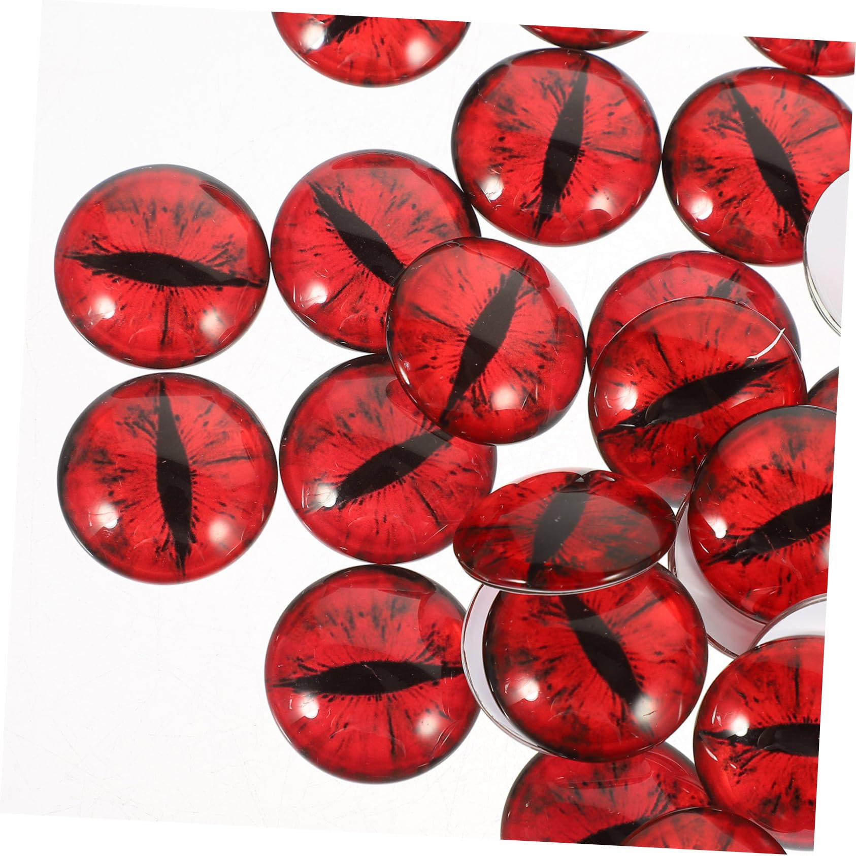 Occhi di Vetro Rotondi 25mm 100 Pezzi per Lavoretti DIY | Rosso, Alta Trasparenza, Effetto Realistico, per Handmade e Decorazione di Bambole