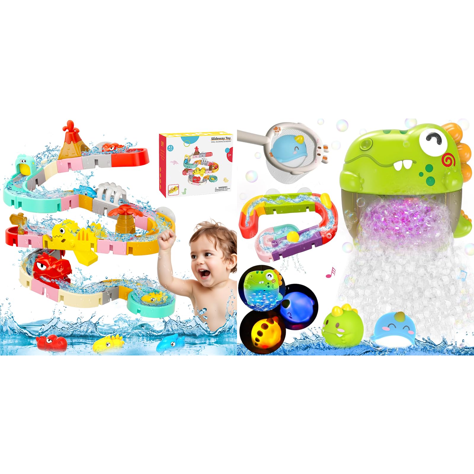 Toddler Dinosaur Bubbles Bath Toys & Slide Tracks