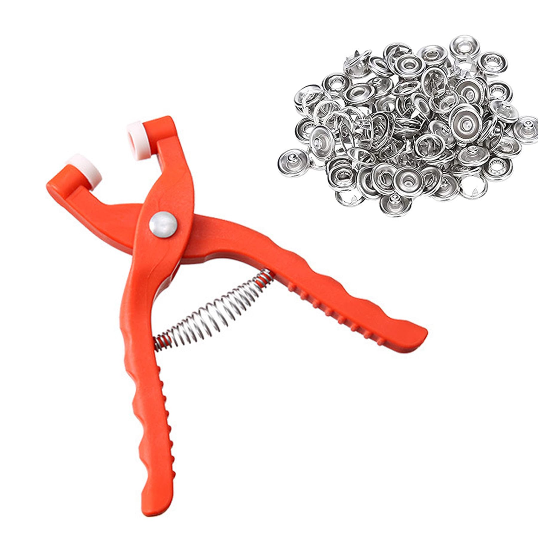 Snap Fasteners Kit with Pliers Tool and 100 Metal Snap Studs, Silver 9.5mm Metal Snap Buttons Rings with Fastener Pliers Press Tool Kit