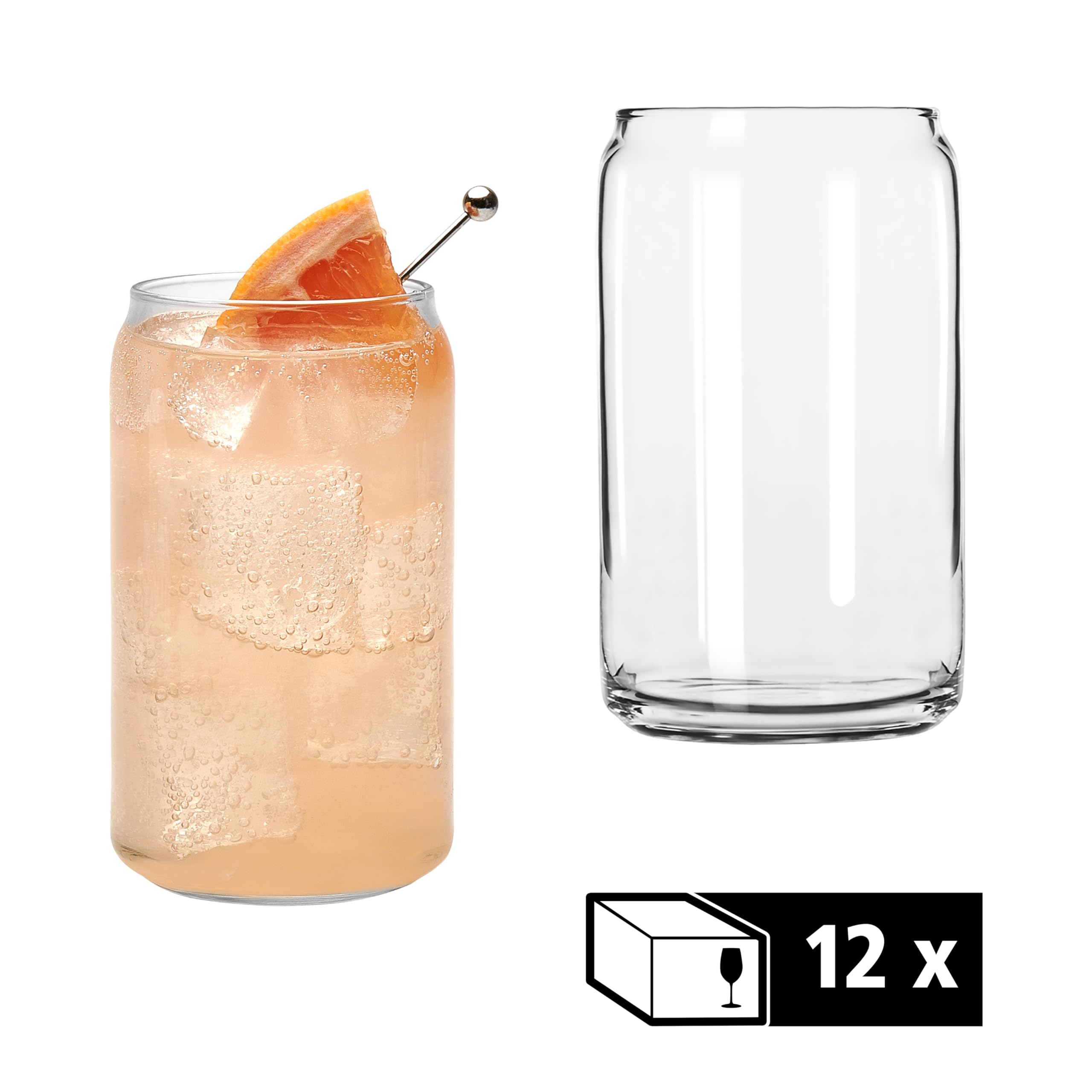 LIBBEY 70462 Verre à boire, « GLASS CANS », 473 ml, lot de 12