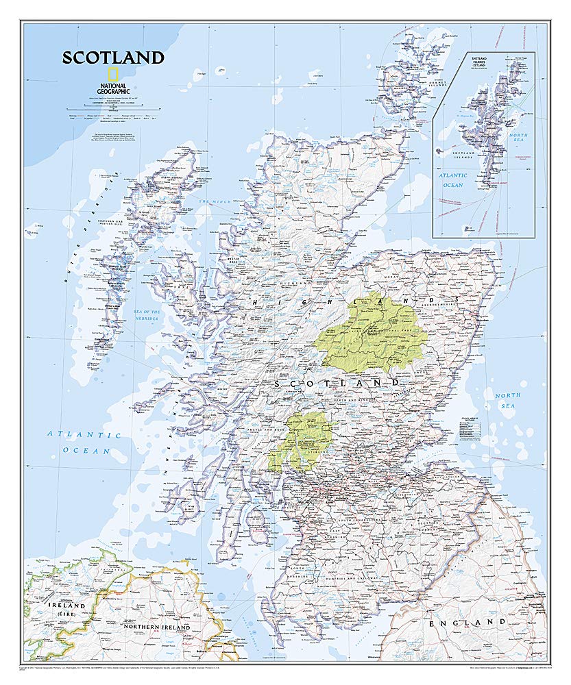 National Geographic Scotland Wall Map - Classic - Laminated (30 X 36 In)