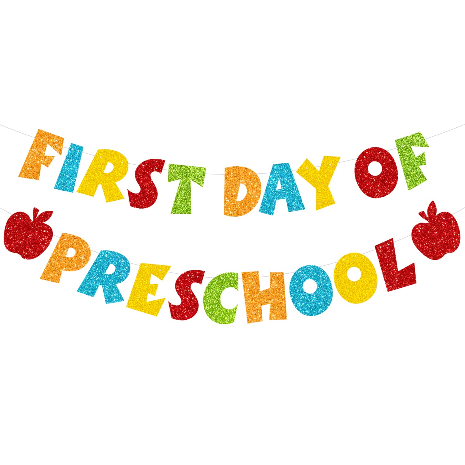 Buy CAVLA Colorful Glittery First Day of Preschool Banner with Apple
