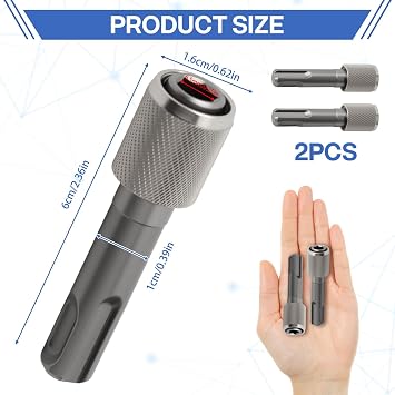 2PCS SDS Drill Bit Adapters, 6.35mm 1/4 Inch Hex Socket Adapter | SDS Chuck Adapter Socket Drill Holder Converter Round to Hex Shank Quick Change Conversion Tool for Power & Hammer Drills