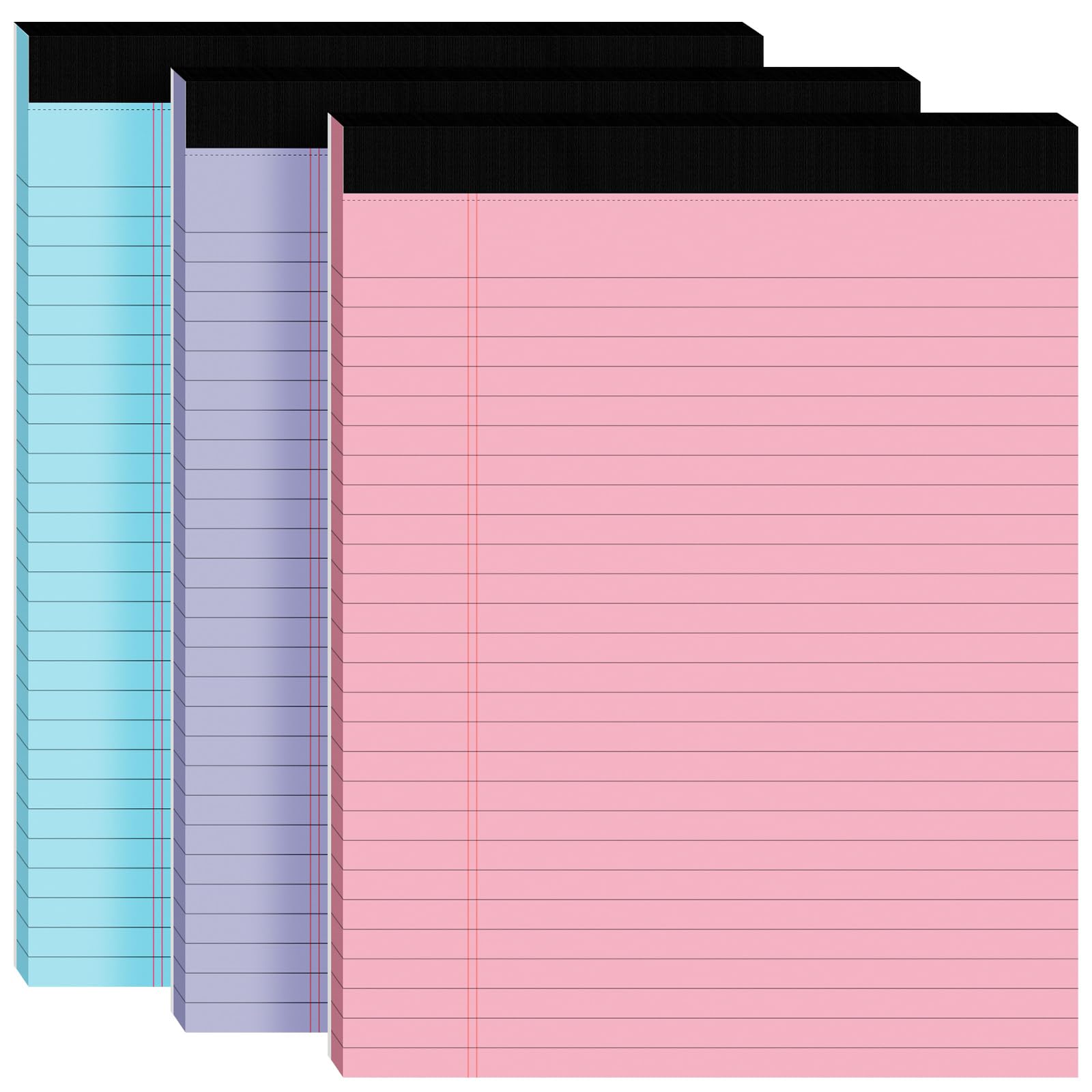 리갈 패드 3개, 21.6 x 27.9cm(8.5 x 11인치), 메모장 21.6 x 27.9cm(8.5 x 11인치), 30장/팩, 컬러 노트 패드 투명 프린트 필기 패드, 천공 넓은 유선 안감, 사무실, 비즈니스 및 학교 용품용 튼튼한 뒷면