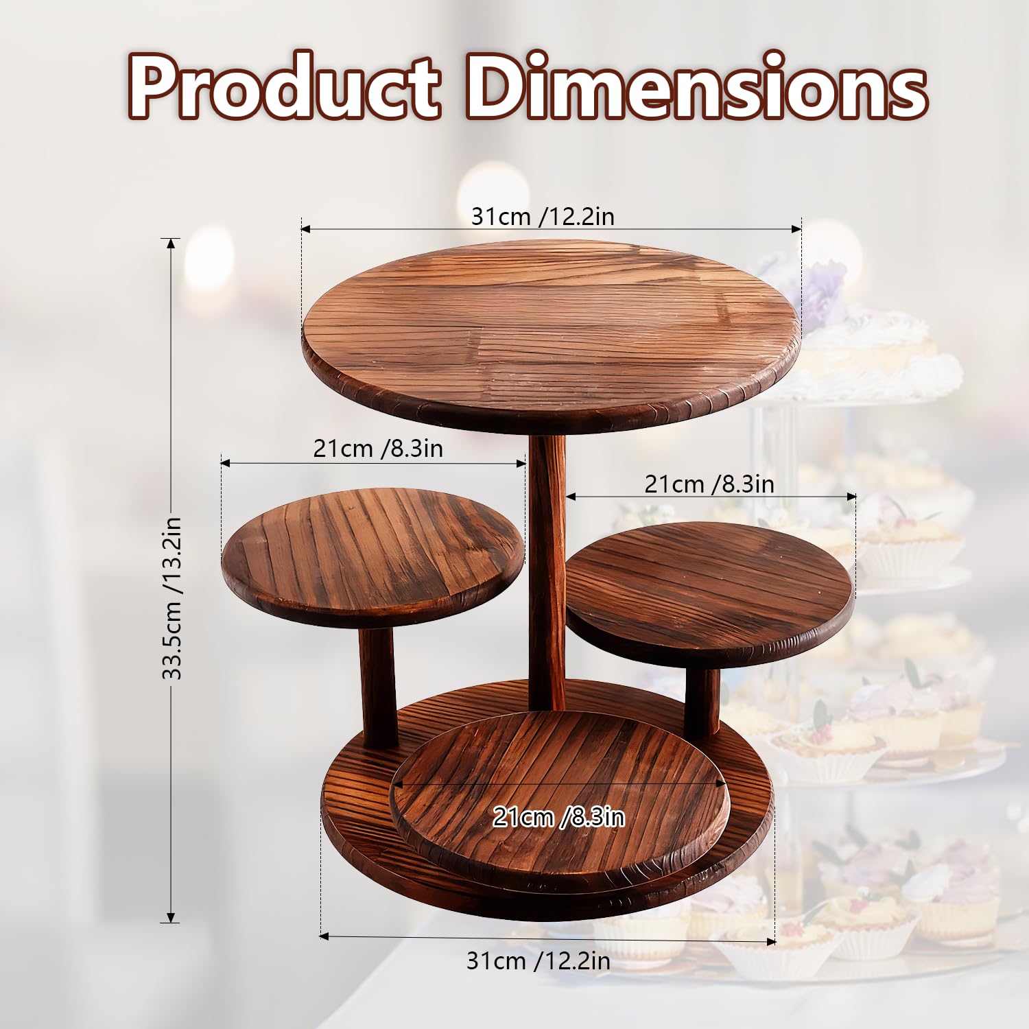 Supporto per torte e cupcake a 4 ripiani, in legno, per dolci, dolci, ciambelle, per matrimoni, compleanni, feste a tema, decorazioni natalizie