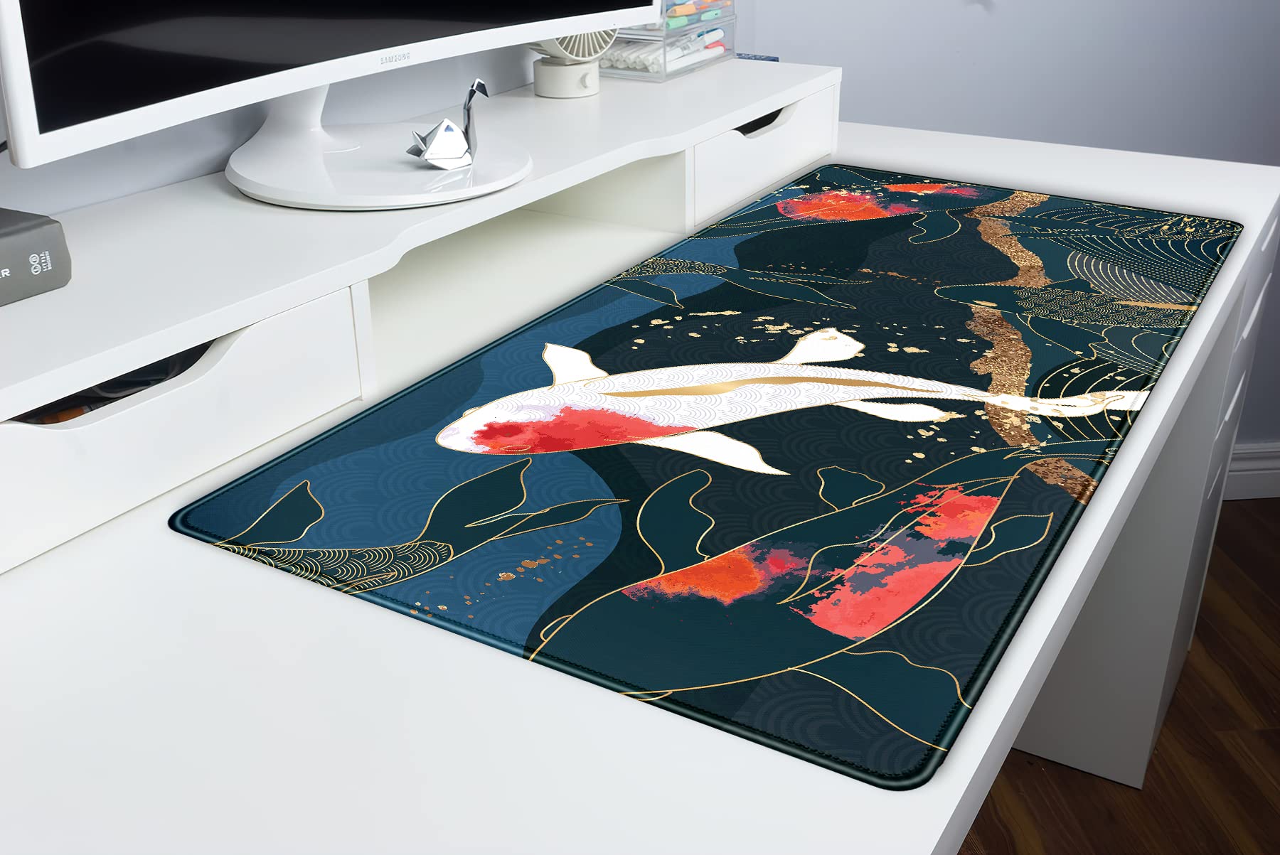 DSKGSJH Anime Koi Carp Large Mouse Pad, Cute Koi Fish Gaming Desk
