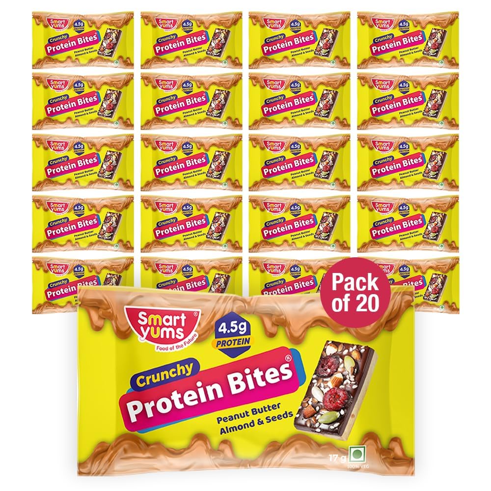 Smart Yums Healthy High Protein bars | Pack of 20 x 4.5g Protein Bar for Active Kids Adults | Loaded with Nuts with an Extra Benefit Of Peanut Butter | High Energy & Full Of Nutrition | Healthy Snacks (B0CNGJW31B) Amazon Price History, Amazon Price Tracker