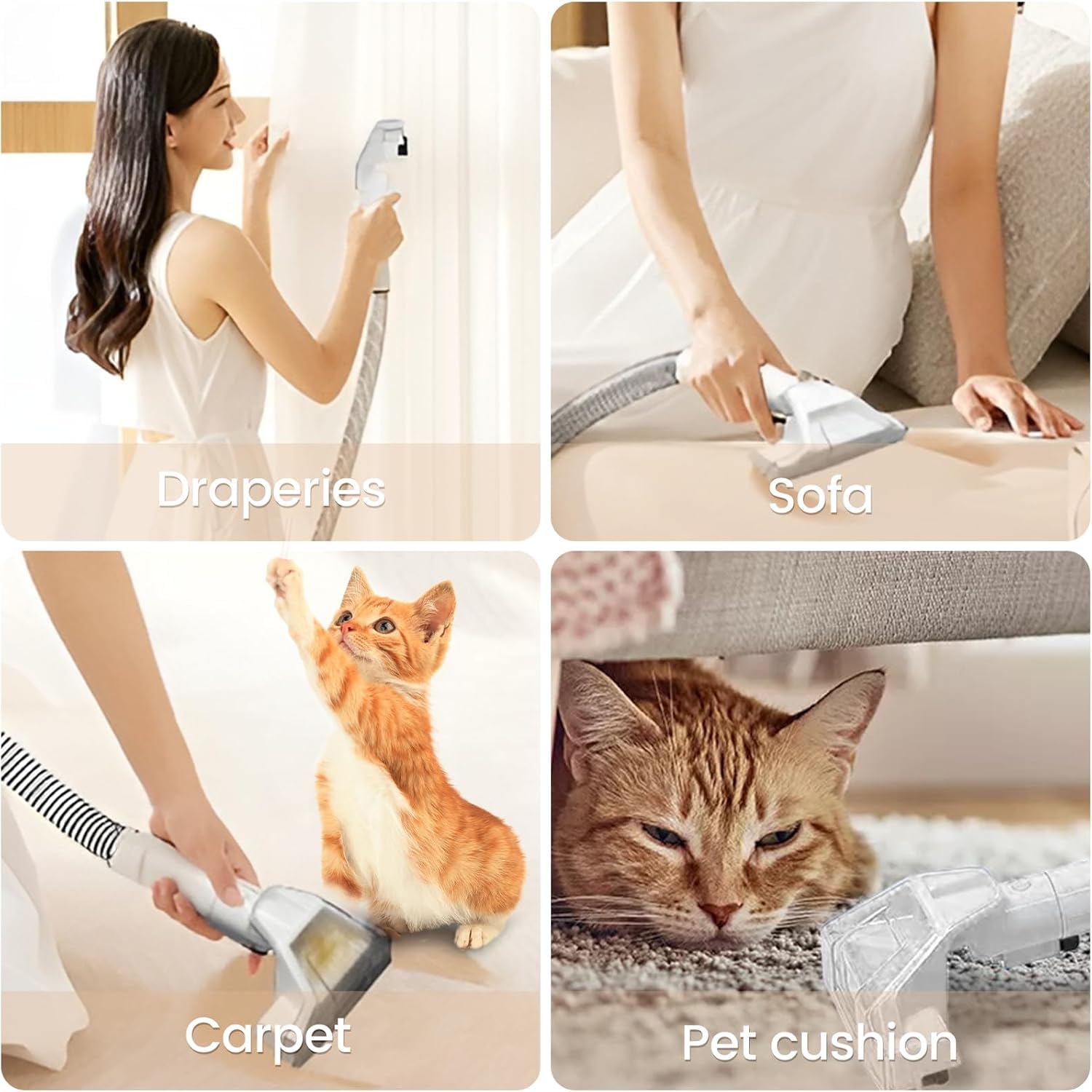 PIKFOS Wet & Dry Vacuum Cleaner, Portable Sofa Car Vacuum Carpet Upholstery Cleaner Lightweight Handheld Deep Cleaner Machine Carpet Fabric Spot Cleaner for Home 4