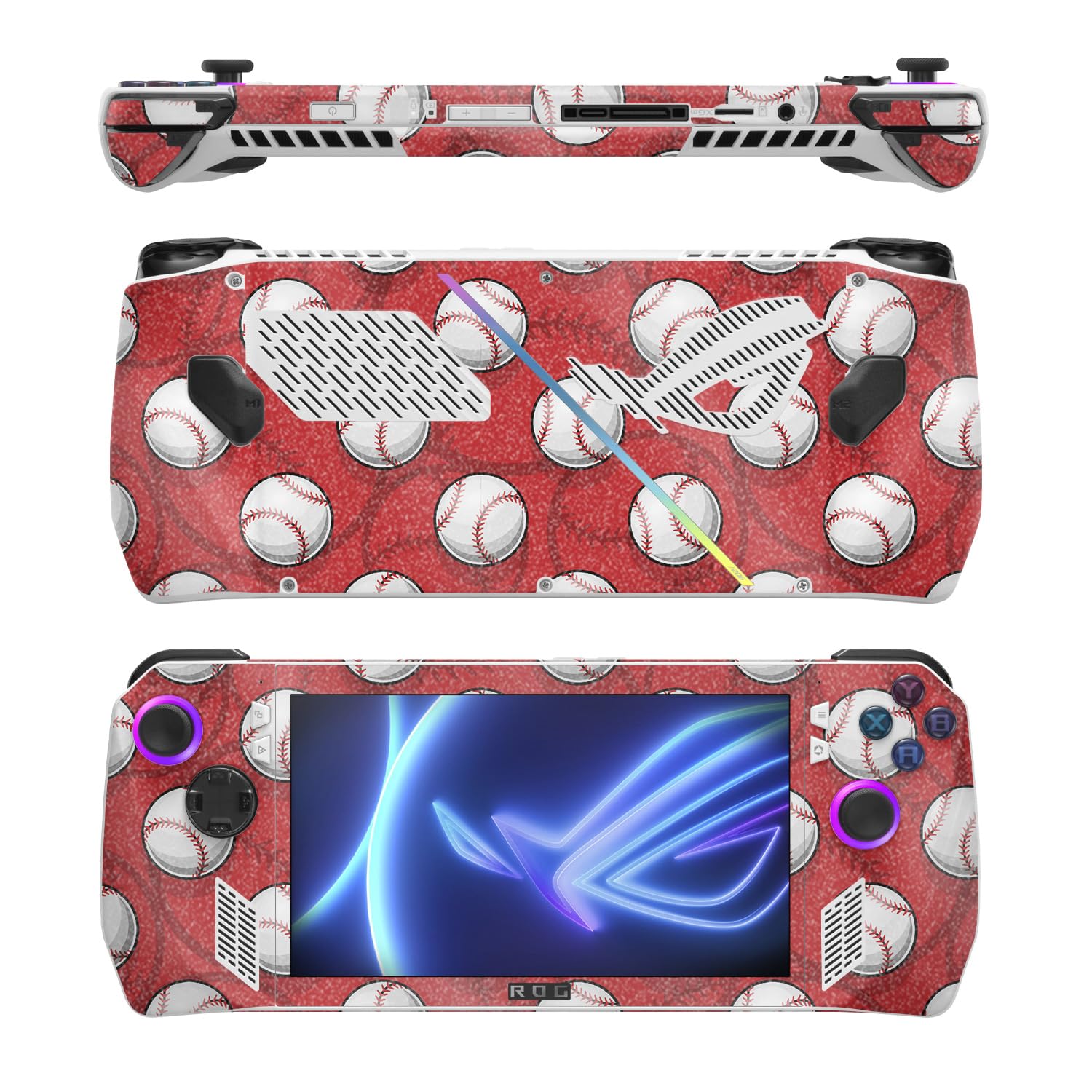 MightySkins Glossy Glitter Skin Compatible with Asus ROG Ally - Tiled Baseball | Protective, Durable High-Gloss Glitter Finish | Easy to Apply