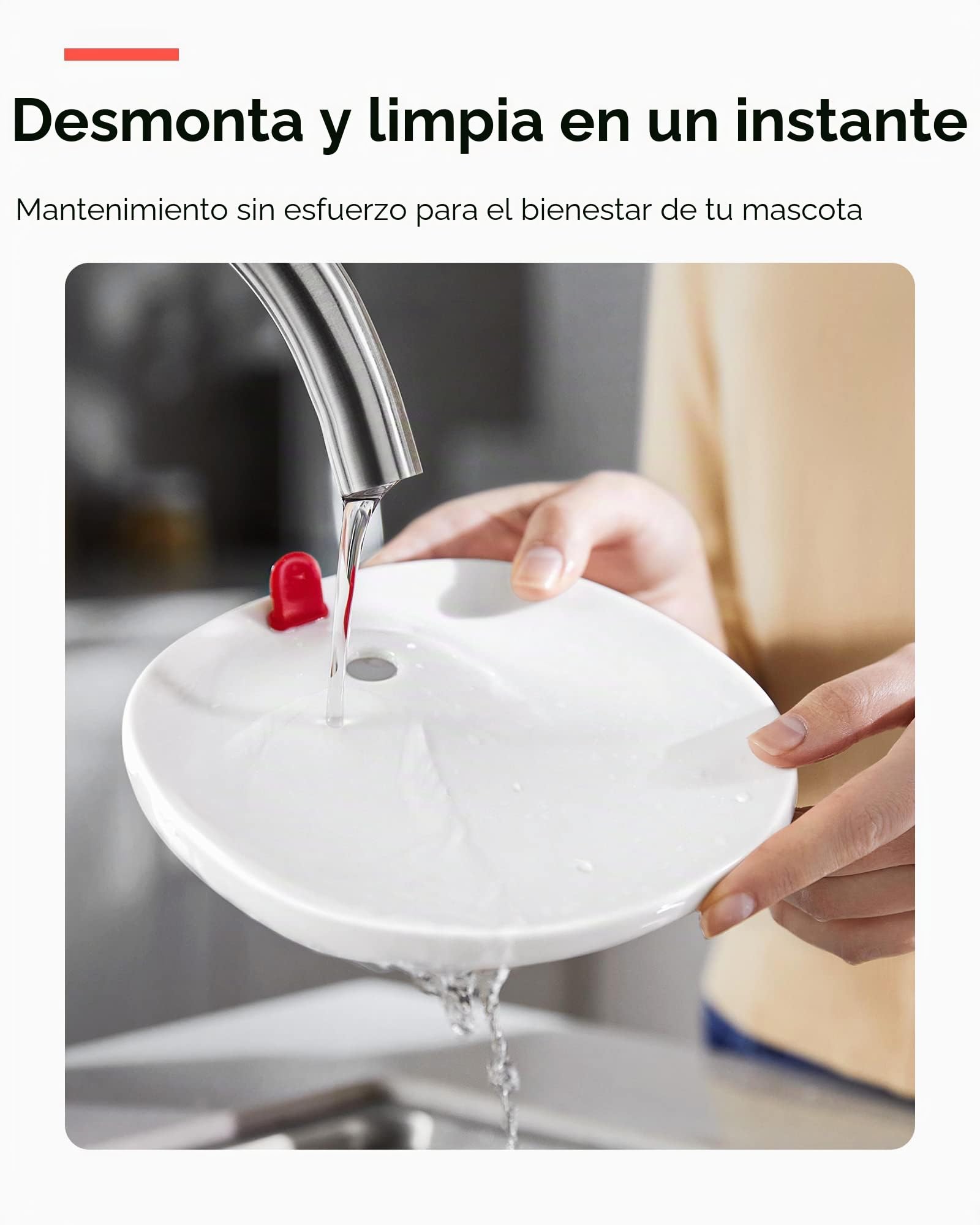 Homerunpet Fuente de Agua para Gatos y Perros con Bandeja de Porcelana y Bomba Autolimpiante Inalámbrica, Ultra Silenciosa, Fácil de Limpiar y Montar, Luz LED Inteligente, 2L