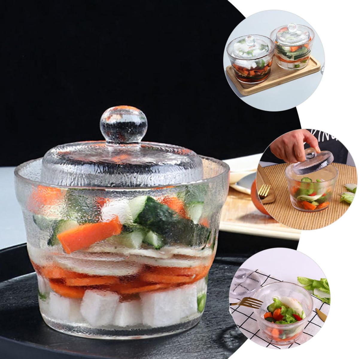OSALADI Barattolo per Fermentazione degli Alimenti in Vetro da 650ml, Contenitore Trasparente Ermetico per Sottaceti e Kimchi, Design a Apertura Ampia per Uso Domestico e Ristoranti
