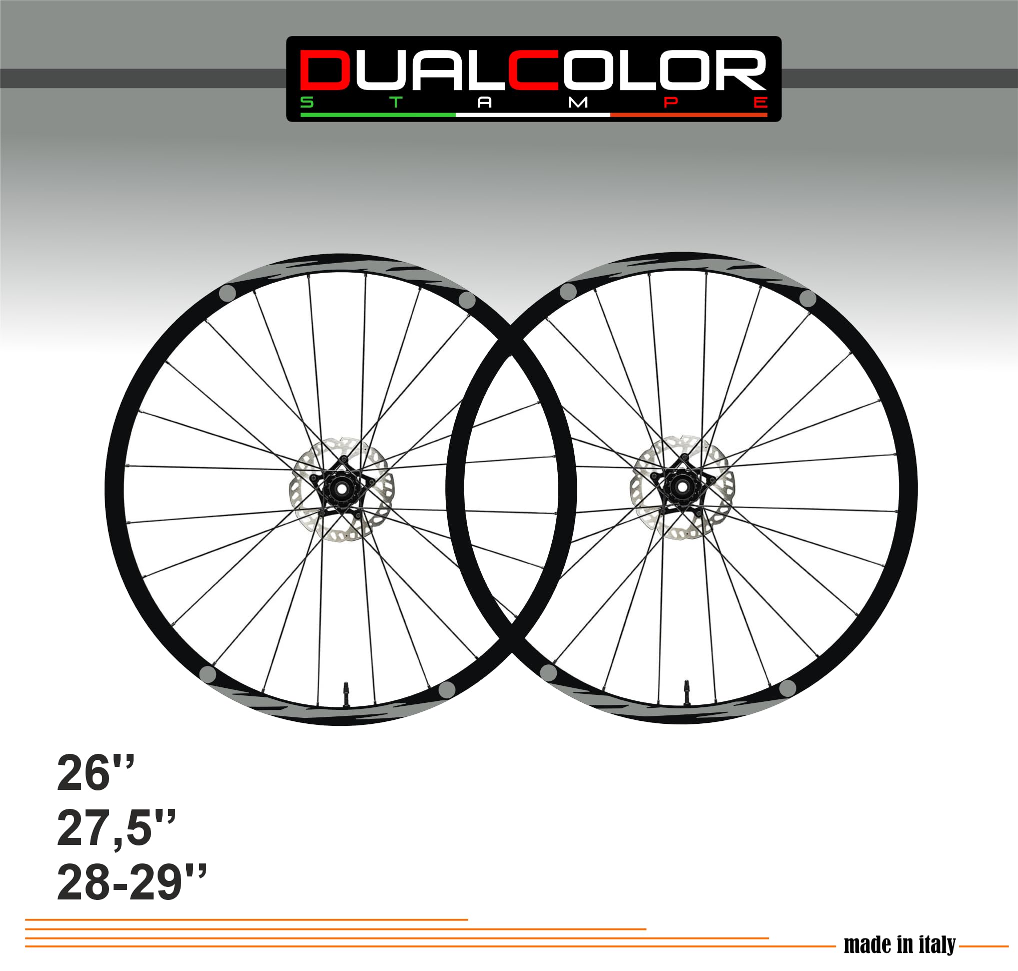 Adesivi Per Cerchi Bici MTB - DualColorStampe Per Ruote 26-29 Pollici, Arancione Fluido - Foto 2