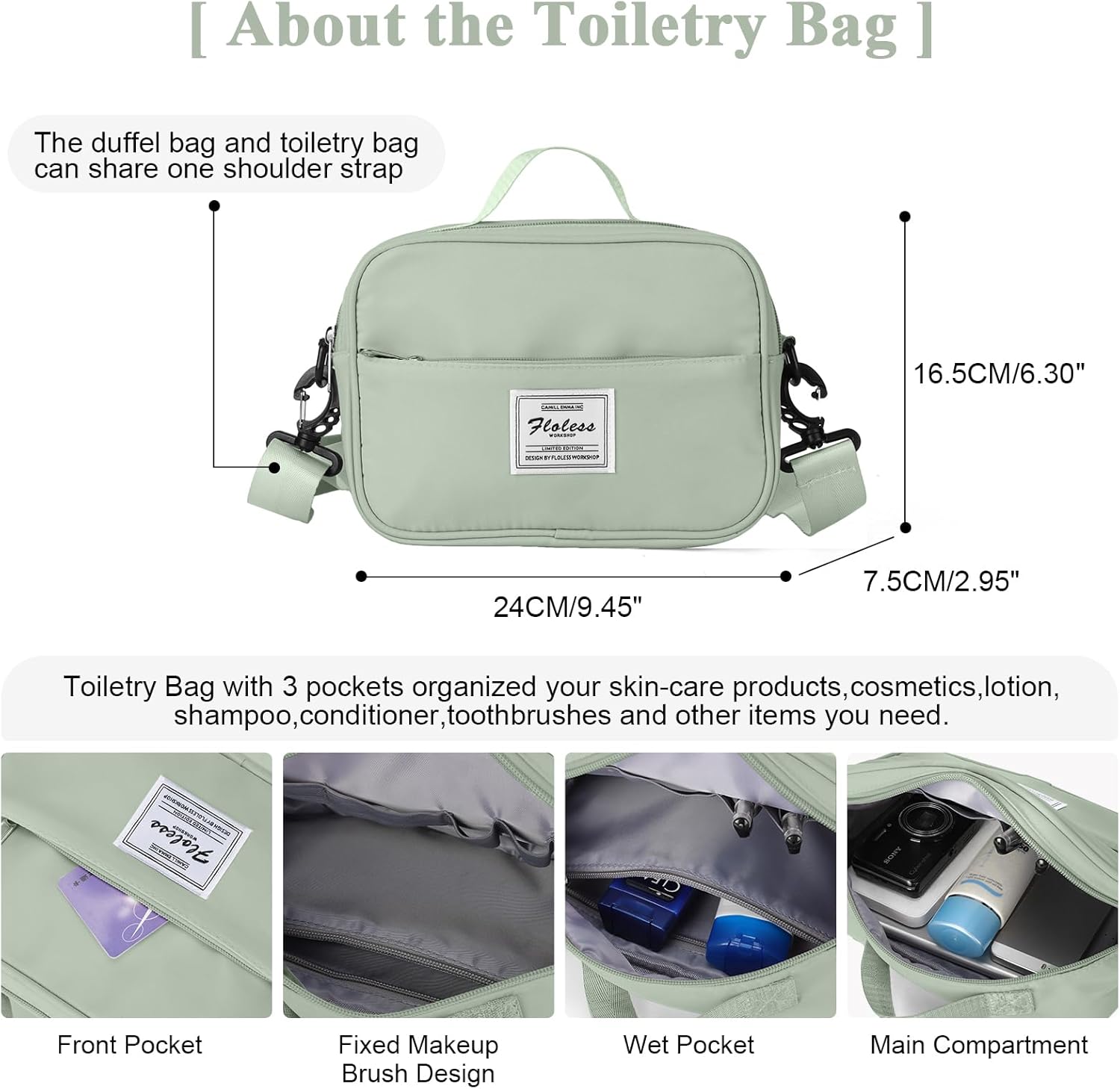 Travel Duffel Bag with Shoes Compartment, Carry on Overnight Weekender Bags for Women, For Spirit Airlines 18x14x8 Personal Item Bag - Image 4