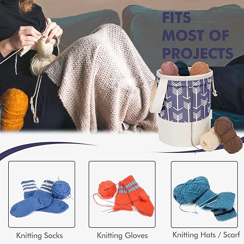 Vista 94 de TOGETRUE Bolsa de hilo, pequeña bolsa de ganchillo para tejer, organizador de bolsas de almacenamiento de hilo portátil para proyectos de ganchillo