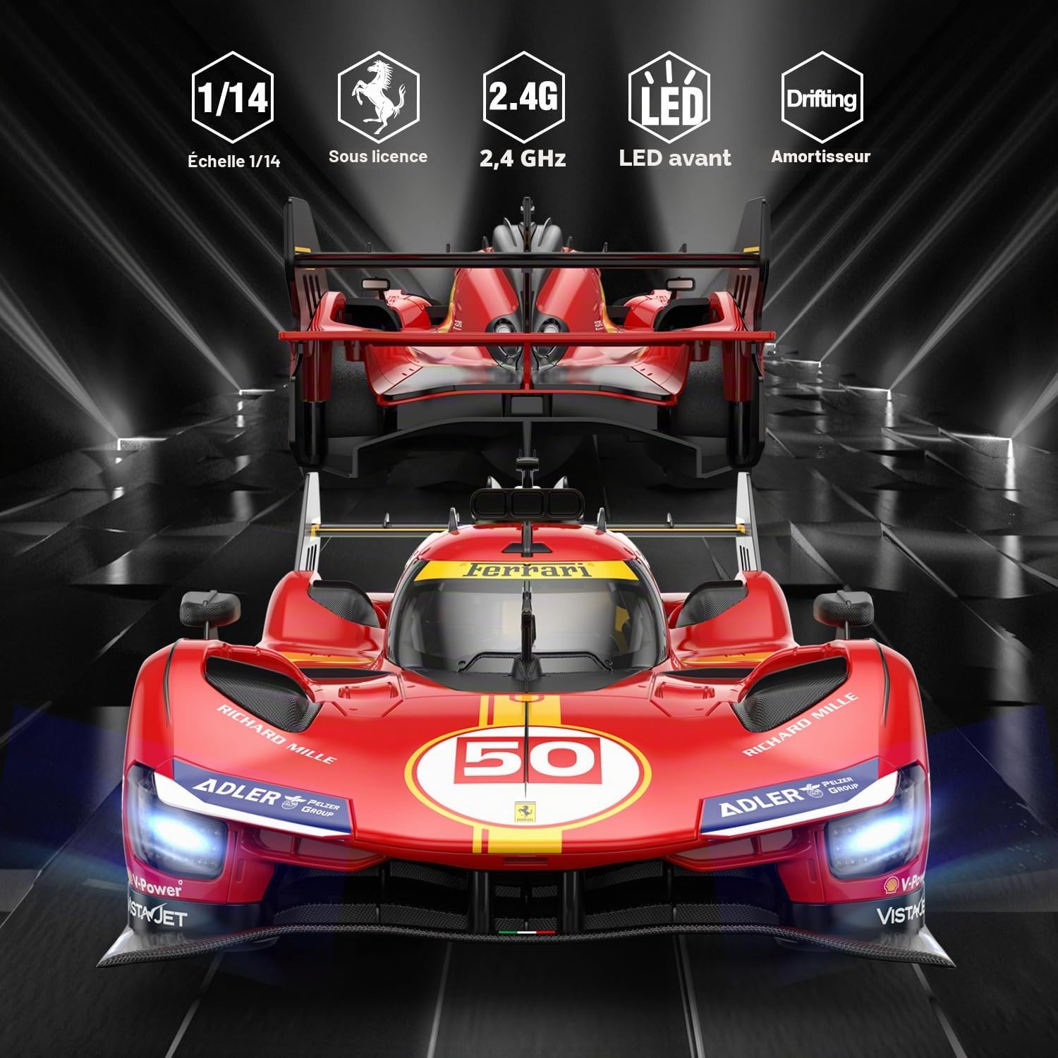 RASTAR RC Cars 1/14 Ferrari 499P Le Mans Hypercar Voiture de sport télécommandée, voiture jouet Ferrari pour enfants, 2,4 G