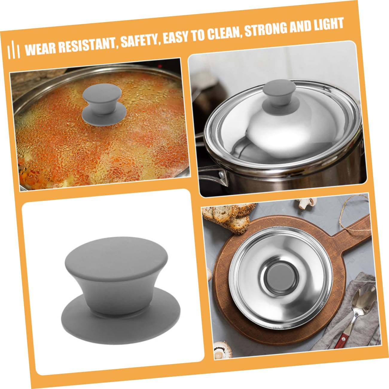 IMIKEYA 4 Set Coperchio Pentola in Silicone Coperchio Della Della Pentola Maniche Di Pentole Da Cucina Copertura Del Manico Della Ferro Da Stiro Grey 4 Pezzi * 4
