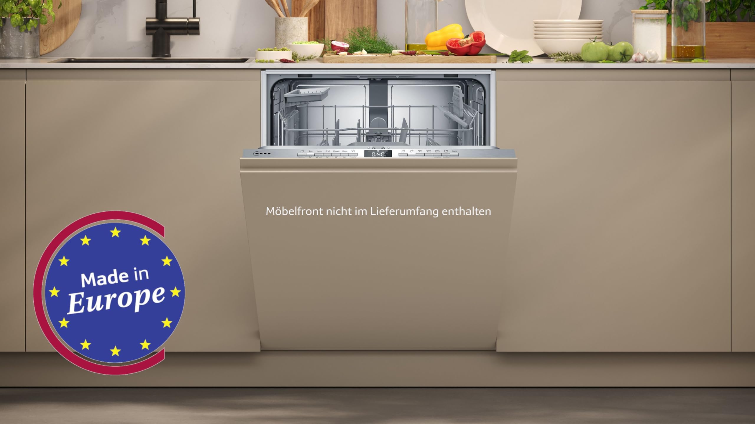 NEFF N 50 Smarter Vollintegrierter XXL Geschirrspüler 60 cm S255HTX06E | Flex I Körbe für einfaches Laden, InfoLight Punkt am Boden, Smart Start Funktion für optimale Startzeit, Aqua Stop