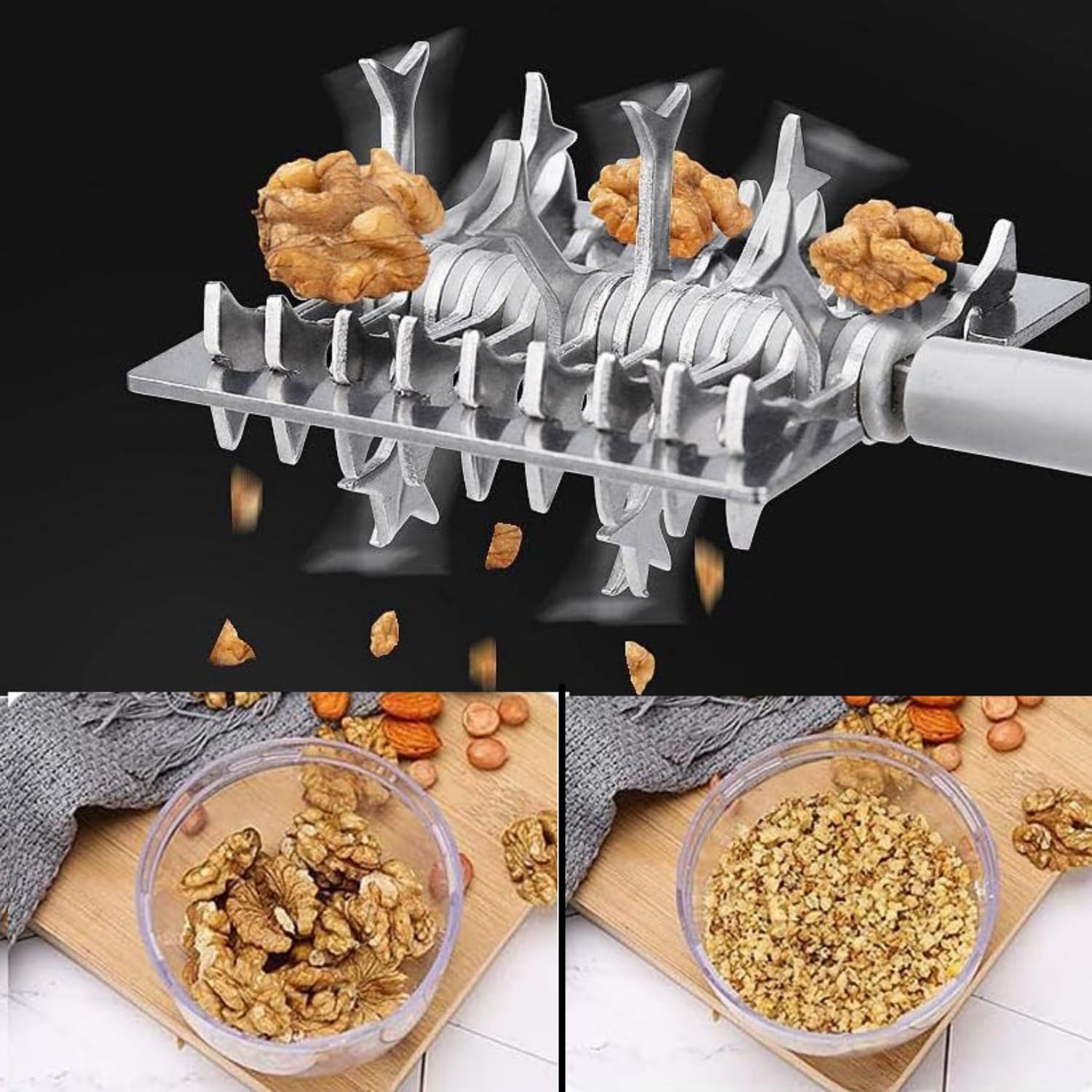 LATRAT Mulino manuale per noci con manovella a mano, ideale per tritare mandorle, nocciole, arachidi, nocciole e altri tipi di noci