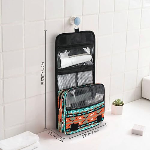 Miniatura 20 de Neceser étnico azteca geométrico para colgar artículos de tocador, neceser de maquillaje, bolsa de cosméticos, organizador de viaje para mujeres
