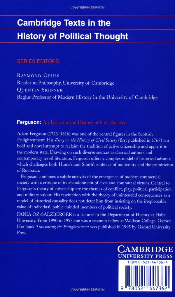 An Essay on the History of Civil Society (Cambridge Texts in the History of Political Thought)