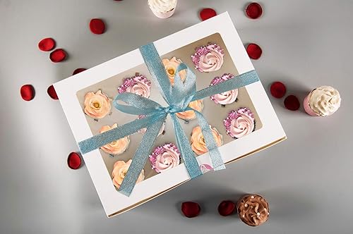 Miniatura 5 de YunKo Paquete de 15 docenas de cajas de magdalenas blancas con ventana para 12 magdalenas o magdalenas