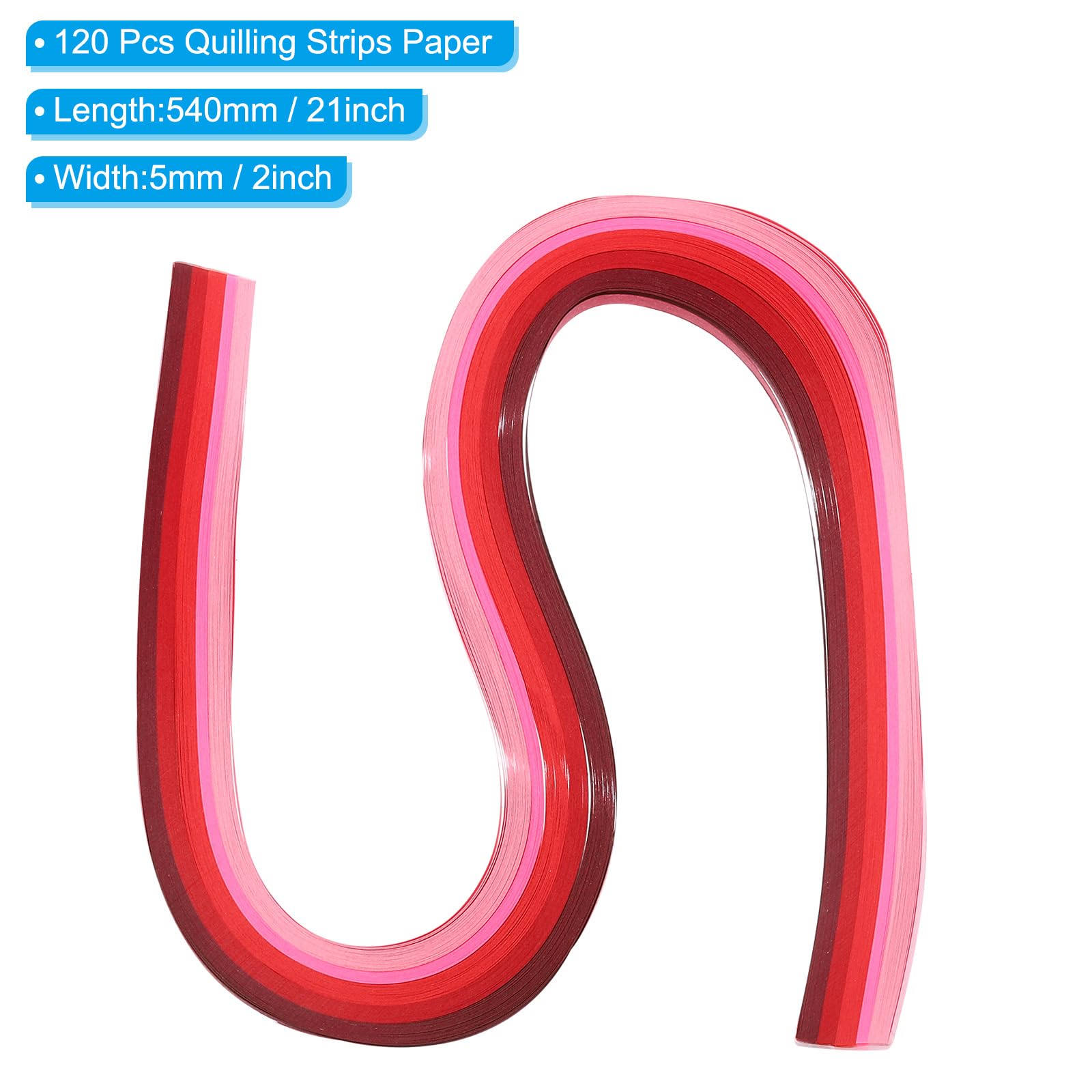 PATIKIL 540 x 5mm Rainbow Quilling Strips Paper,120 Pcs Origami Paper Quilling Strip for Art DIY Hand Craft Christmas Gradient Red - Image 2