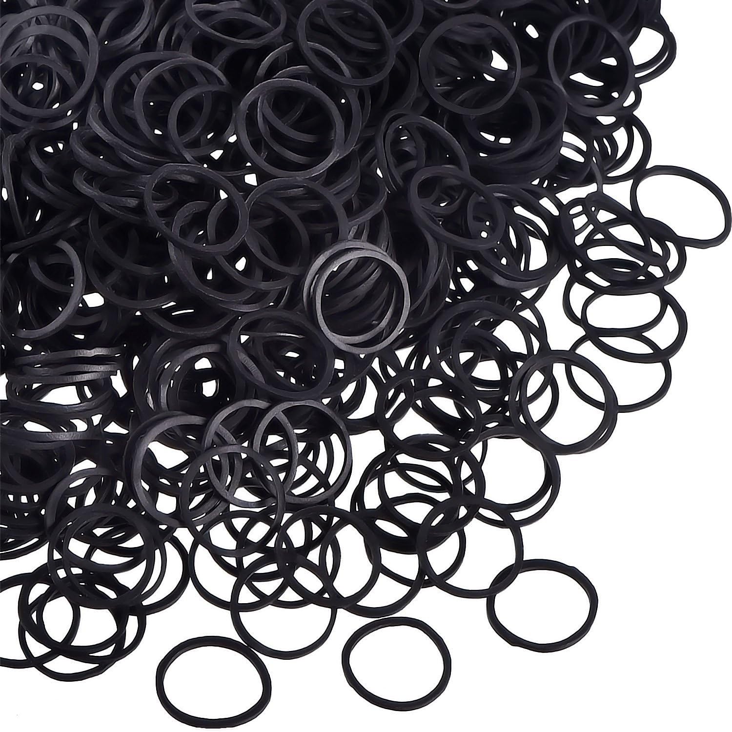 Black Nylon Rubber Bands for Hair | Small Hair Elastics 0.5 Inch | Durable Non-Breakable Mini Hair Ties for Kids, Toddlers & Adults | Reusable Sleek Black Hairstyle Bands-image-10
