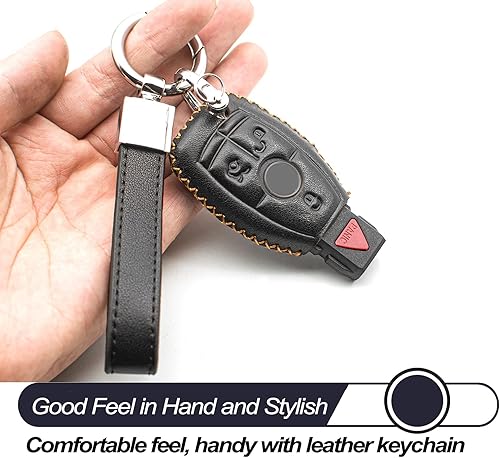 Miniatura 4 de MECHCOS Compatible con Mercedes Benz C E S M CLS CLK G GL Clase Smart 3 o 4 botones de cuero sin llave control remoto funda de llavero accesorios