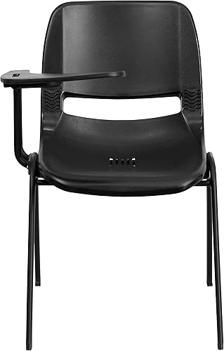 Miniatura 5 de BizChair Paquete de 5 sillas ergonómicas negras con brazo abatible para tableta diestro