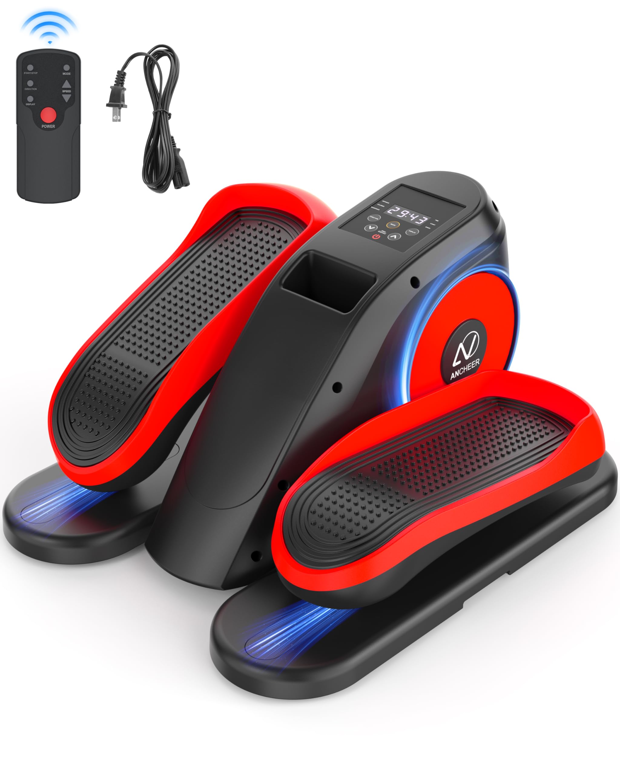 AHCNEER Under Desk Elliptical,Portable Ultra-Quiet Elliptical Exercise Machine for Home,100% Pre-Assembled Electric Elliptical Leg Exerciser with 12