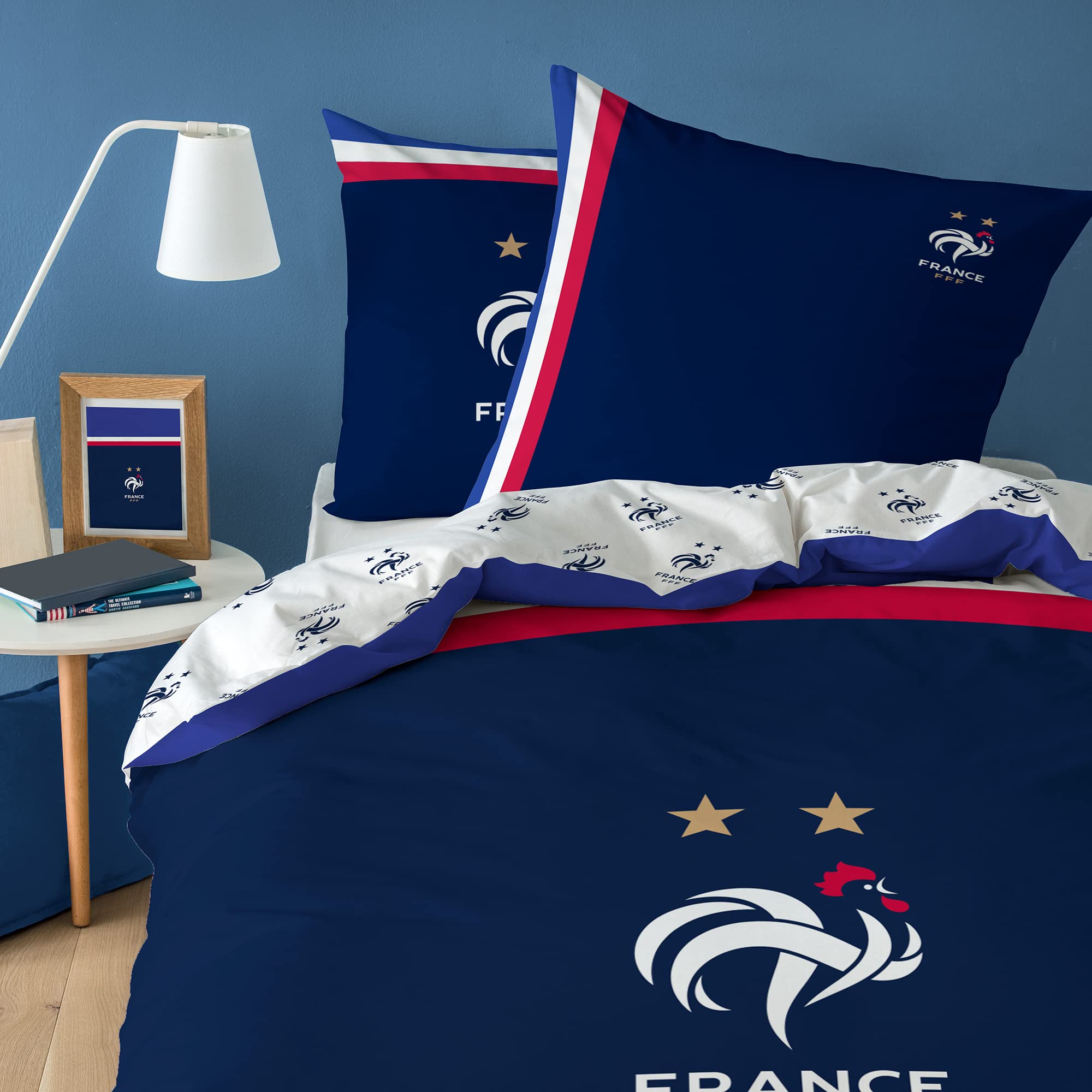FFF Housse de Couette + 2 Taies d'Oreillers 240X220+2X63X63, Bleu, 2X 63x63 cm 047723