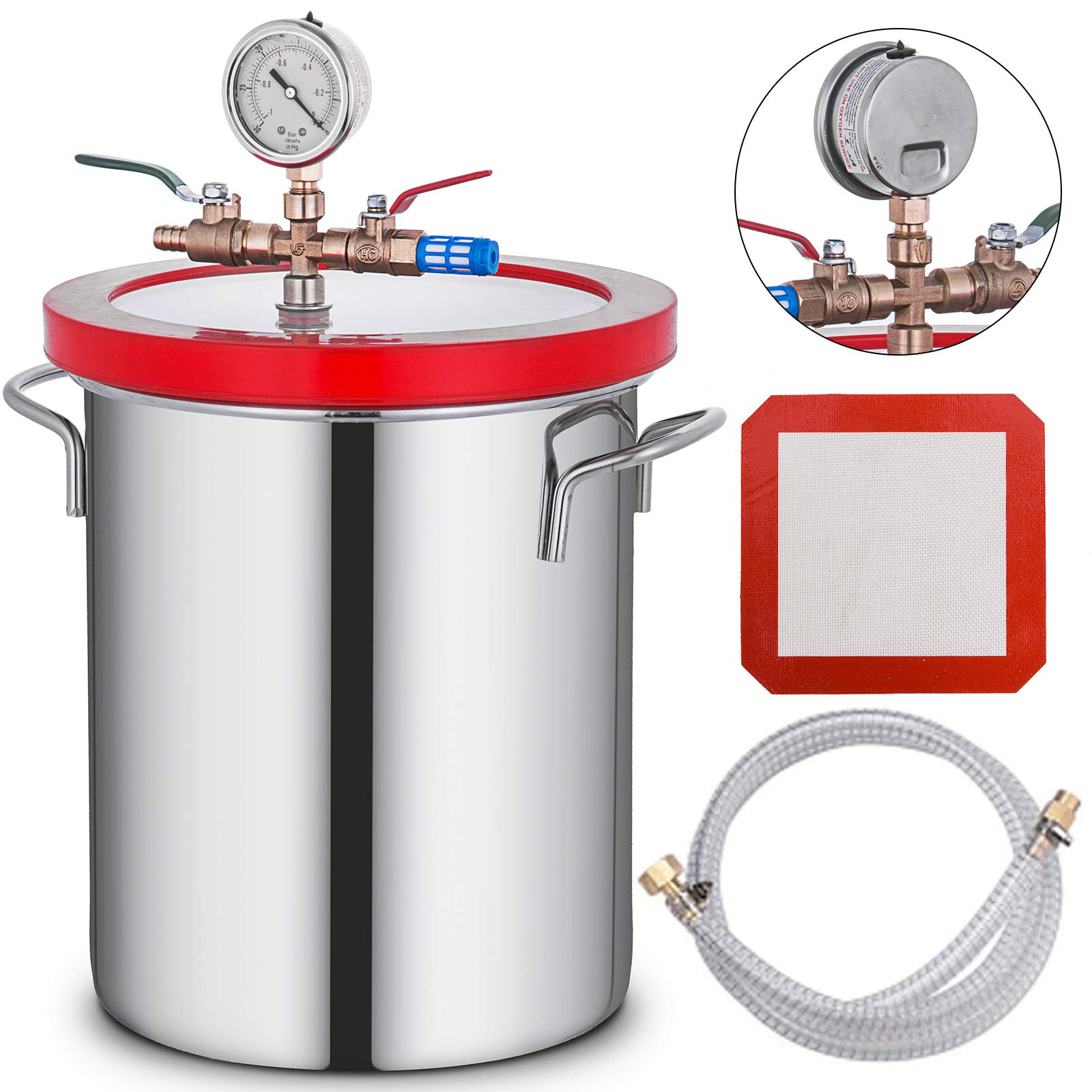 Buy VEVOR 3 Gallon 12L Vacuum Chamber Stainless Steel Kit, 160ºF Heavy