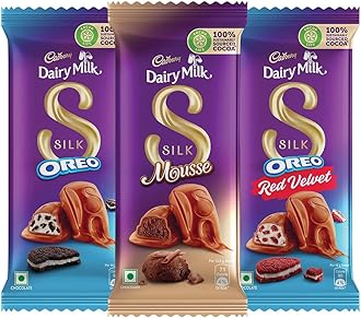Dairy Milk Silk Oreo 130 G, Dairy Milk Silk Red Velvet 130 G & Dairy Milk Silk Mousse 116 G Chocolate Bar, Pack Of 3
