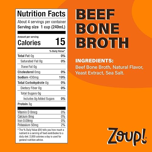 Miniatura 2 de Zoup - Caldo de hueso de ternera, apto para ceto, sin gluten, sin azúcar, sin OMG, caldo transparente  Ideal para caldo, caldo, base de sopa o en