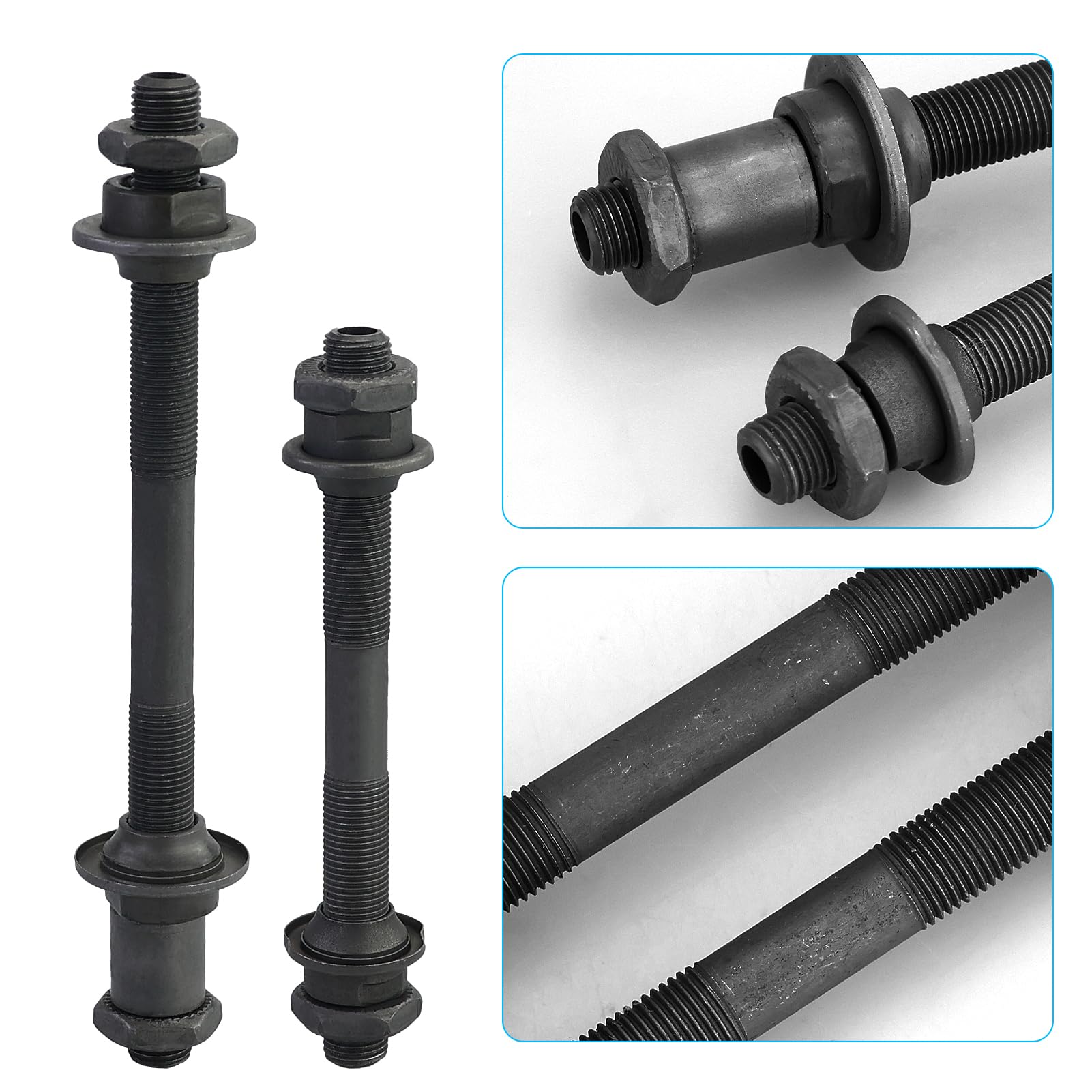 Lot De 2 Axes De Vélo à Dégagement Rapide – Arbre Creux, Noir, Compatible Roues 20-28 Pouces, Avec Démonte-pneus