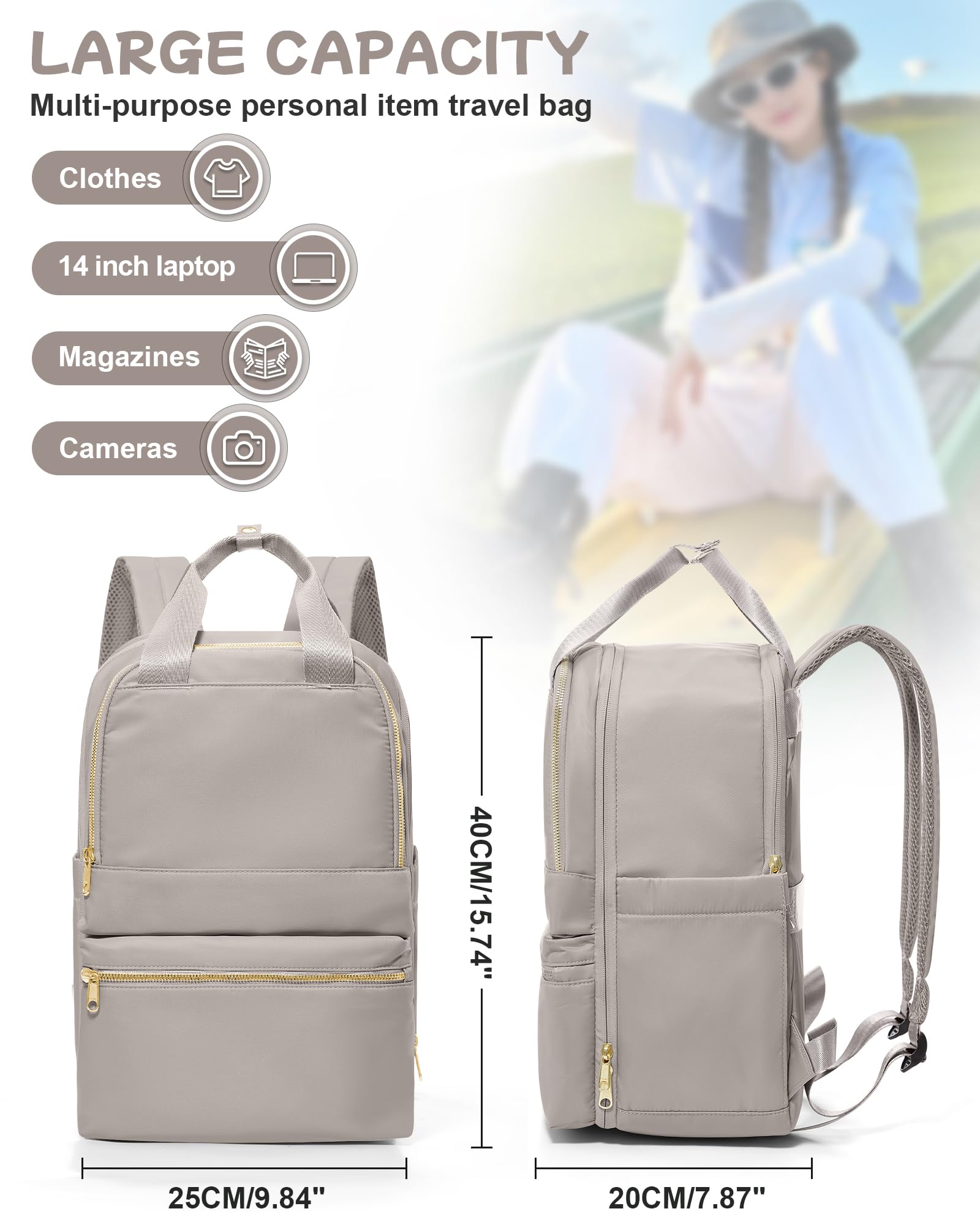 bergsalz zaino ryanair 40x20x25 zaino da viaggio aereo bagaglio a mano 40x20x25 ryanair zaino donna uomo Sportivo da scuola casual laptop da 14 pollici Cachi