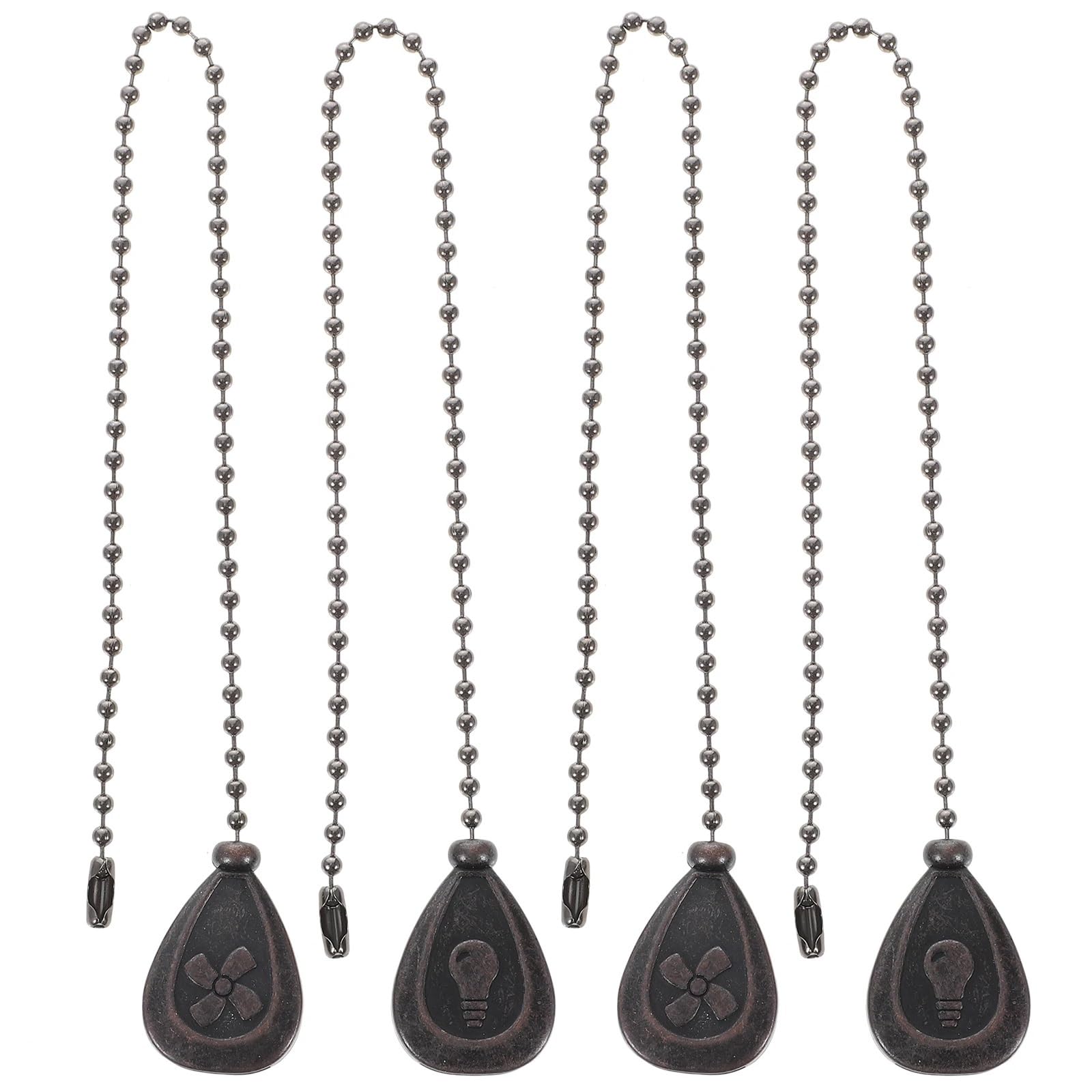 Gwyzax Fan Pulls for Ceiling Fans 4-Pack Black Ceiling Fan Pull Chain Extension, 12.4-Inch Metal Light Cord for Lamp Fixture