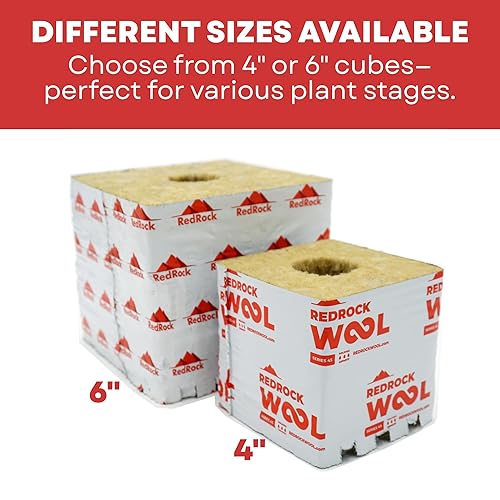 Miniatura 5 de Redrock Rockwool Cubes - Bloques de inicio de lana de piedra de 6 x 6 pulgadas con agujeros de 4240  Paquete de 4  para hidroponía y cultivo en