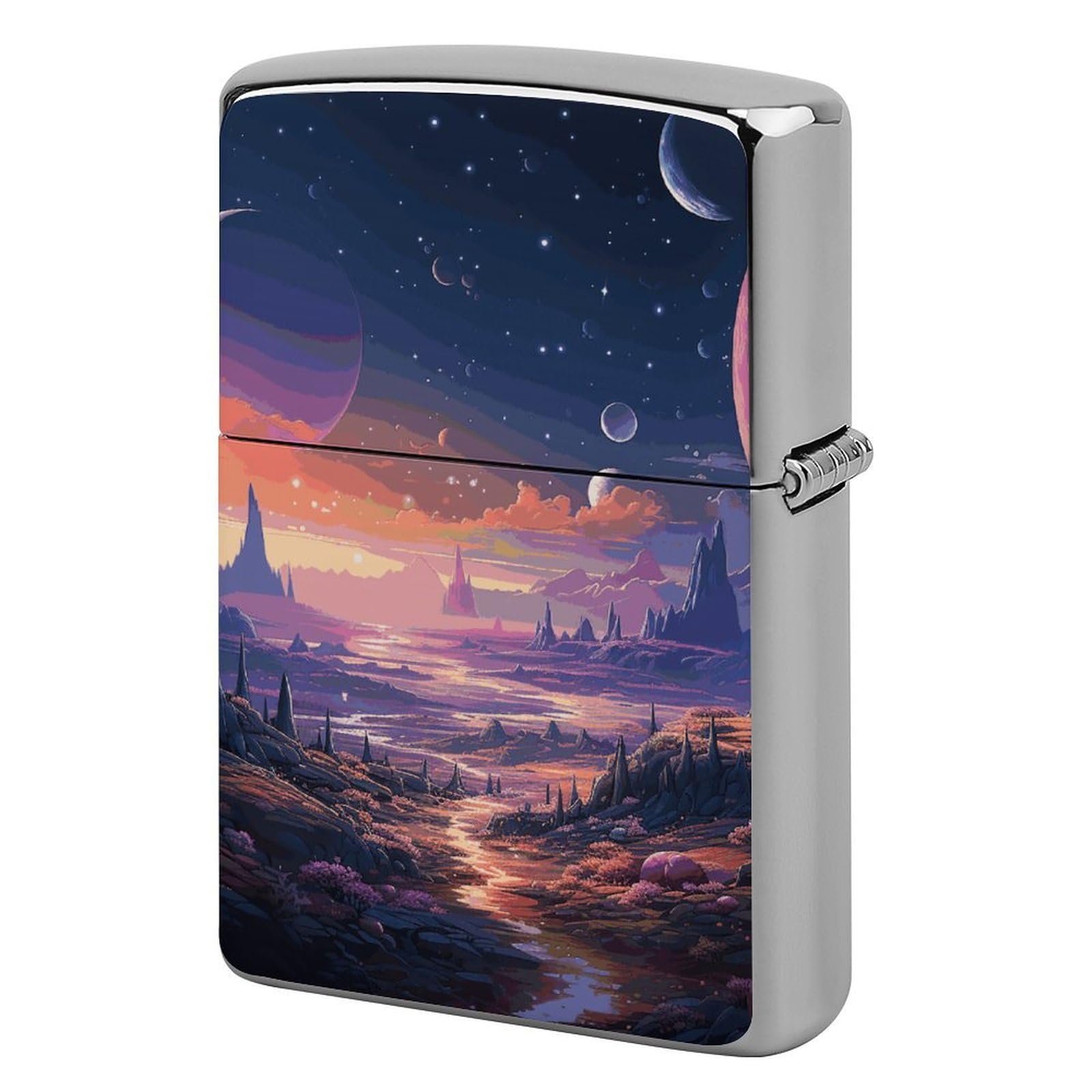 Colorful Retro Space Theme Lighter Case for Men, Personalized Lighter Cover for Valentine's Day Gifts, Flip-Top Lighters Shell for Outdoor, Portable Lighters Protective Sleeve