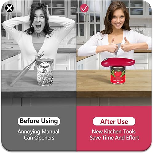 Miniatura 4 de Abridor de latas eléctrico, abre tus latas con un simple empuje de botón, abridor automático de latas sin un borde afilado, abridor de latas