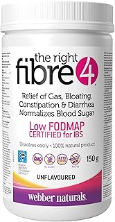 Webber Naturals The Right Fibre4 IBS Intestinal Discomfort 150 g, Unflavoured, 30 Servings, Fibre Supplement for Digestive Health, Low-FODMAP, Vegan